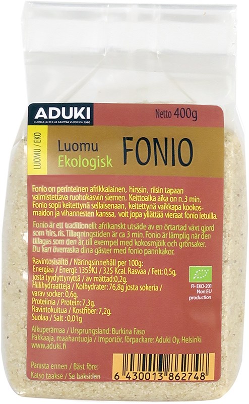 Aduki Luomu Fonio-Aduki-Hyvinvoinnin Tavaratalo