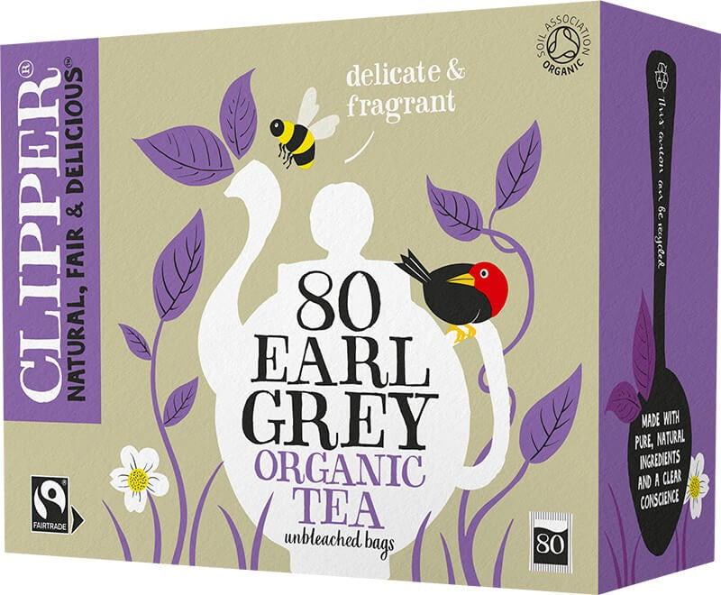 Clipper Luomu Earl Grey 80 pussia – iso pakkaus Reilun kaupan luomua Earl Greytä