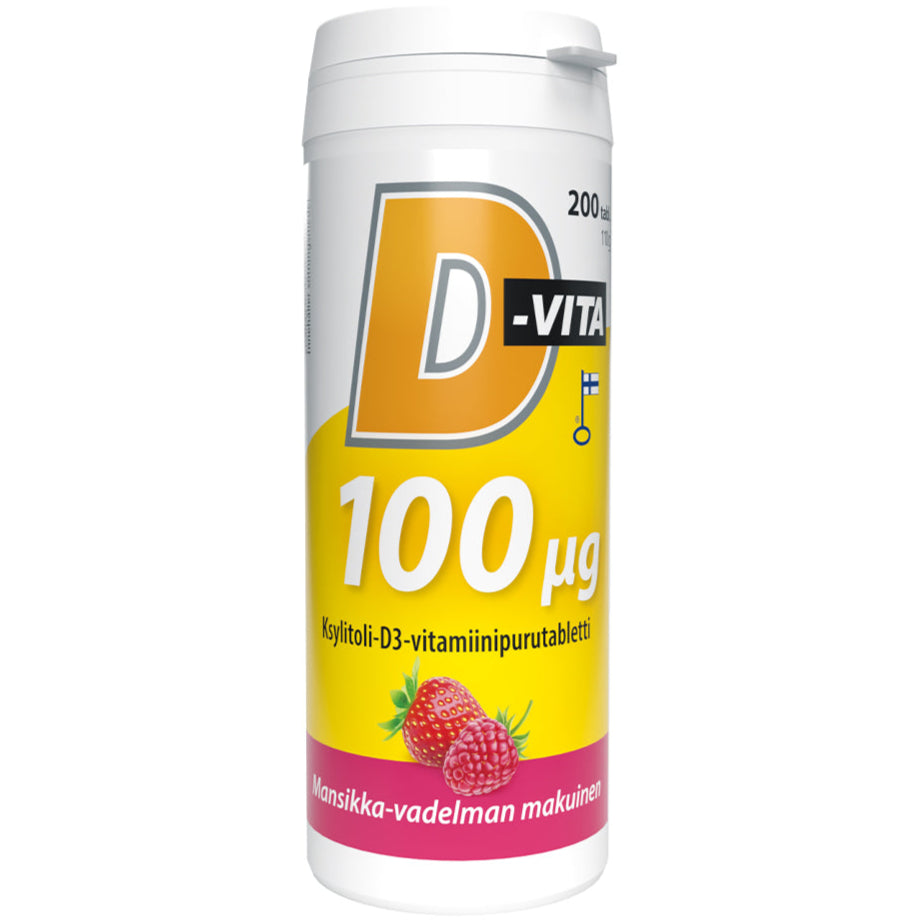 D-Vita 100 µg Mansikka-Vadelma-Vitabalans-Hyvinvoinnin Tavaratalo