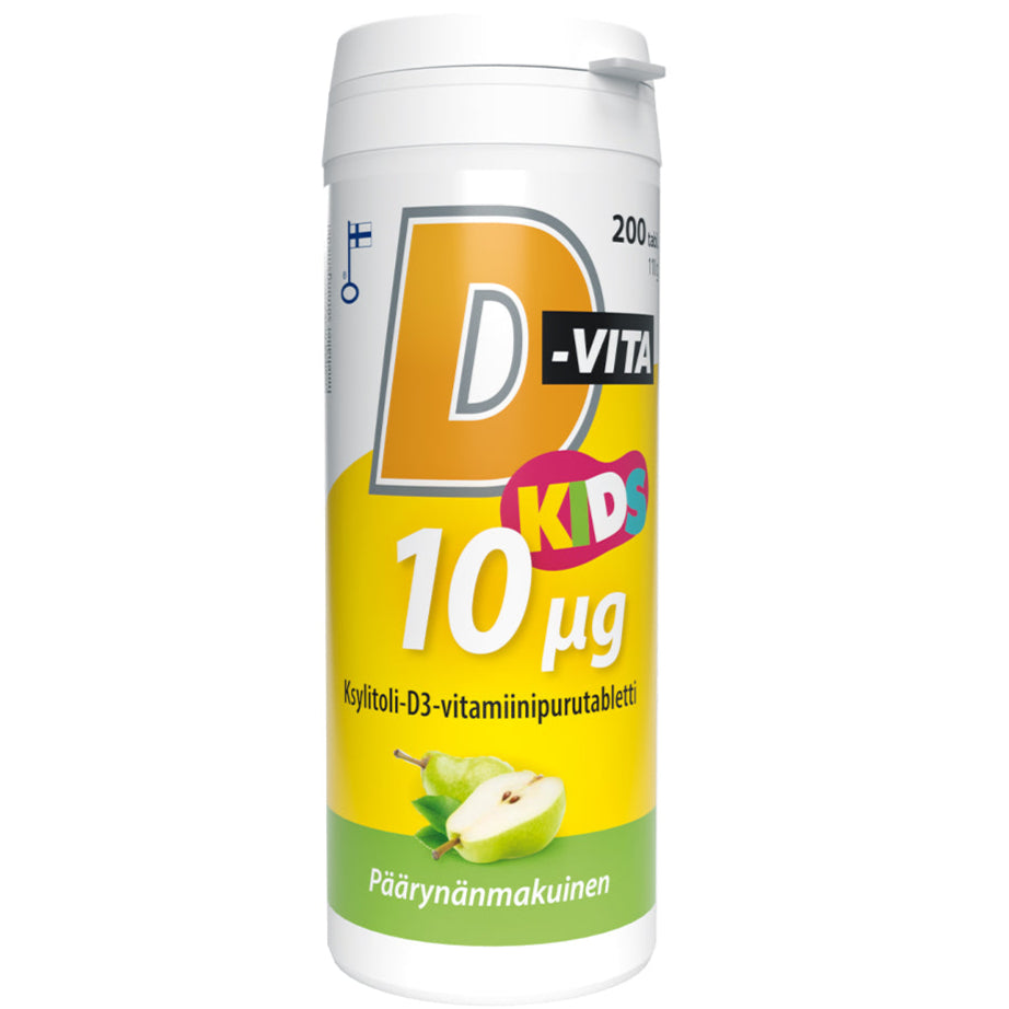 D-Vita 10 µg Kids Päärynä-Vitabalans-Hyvinvoinnin Tavaratalo