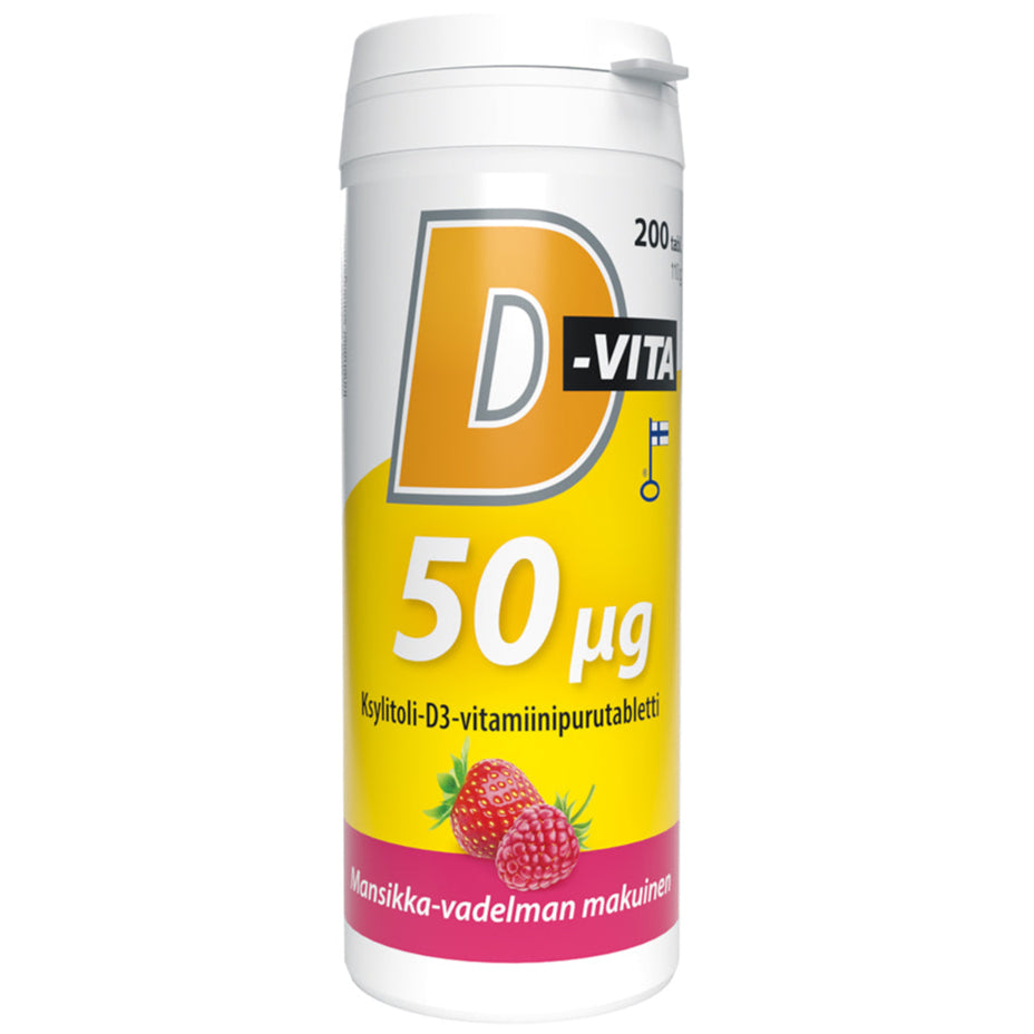 D-Vita 50 µg Mansikka-Vadelma-Vitabalans-Hyvinvoinnin Tavaratalo