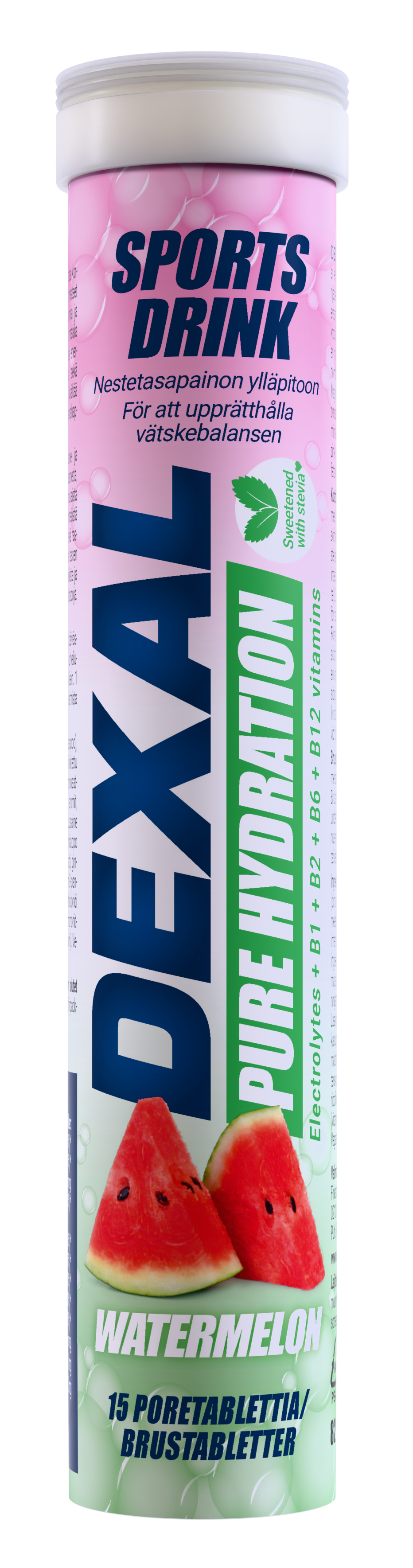 Dexal Pure Hydration Watermelon -elektrolyyttiporetabletti, sokeriton urheilujuoma, 15 tablettia