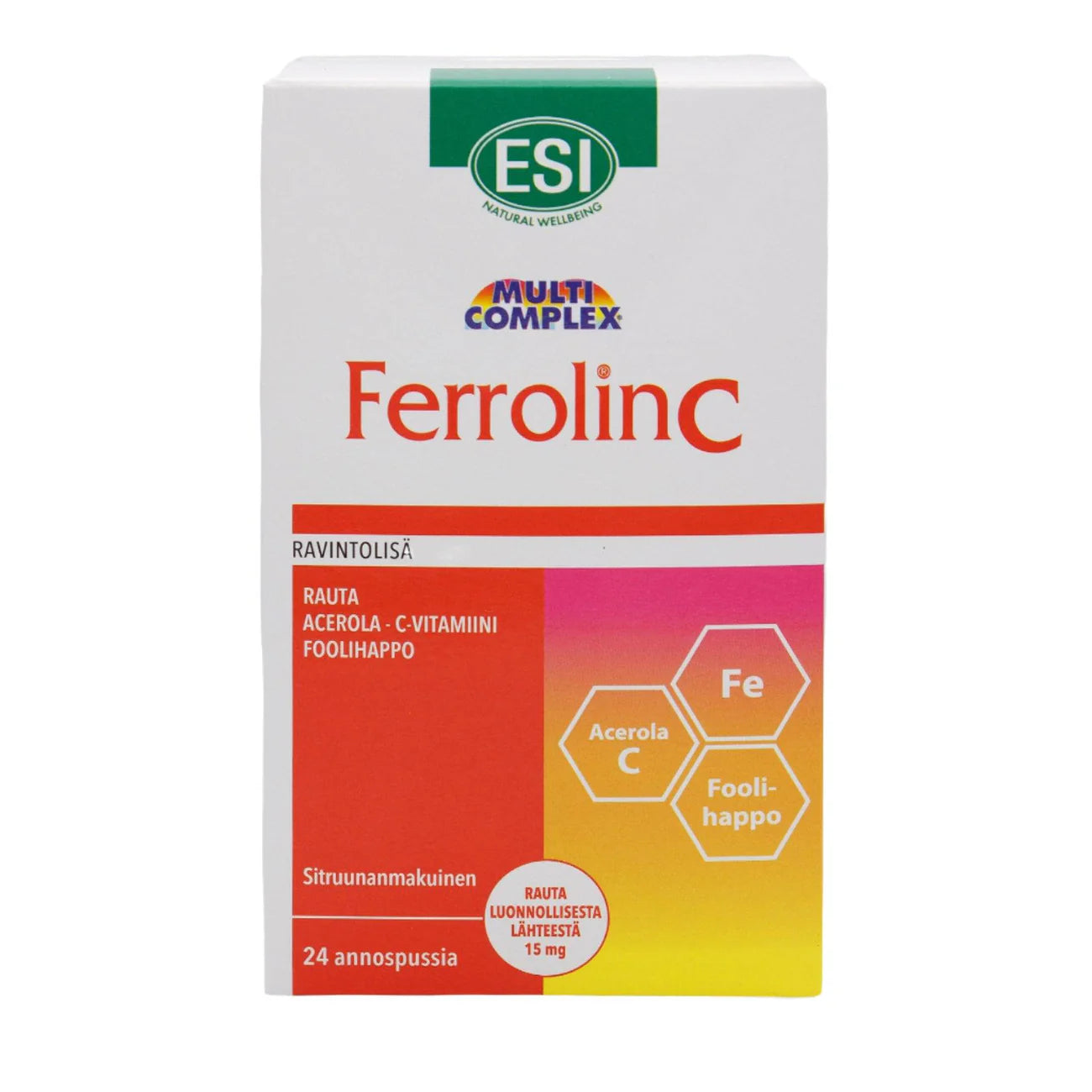 ESI Ferrolin C Rautapidolaatti + Acerola-Aboa Medica-Hyvinvoinnin Tavaratalo