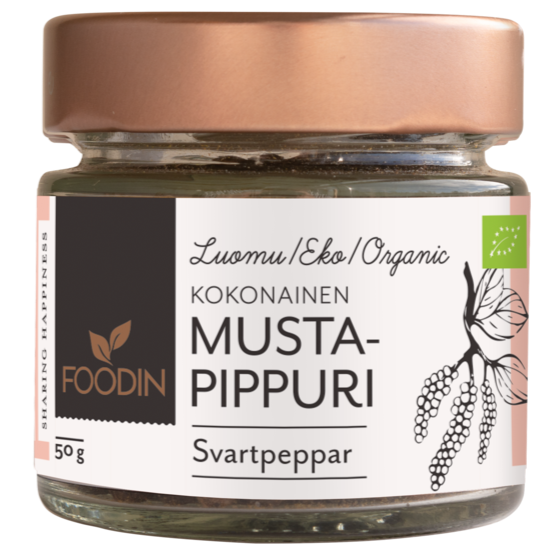 Foodin Luomu Kokonainen Mustapippuri-Foodin-Hyvinvoinnin Tavaratalo