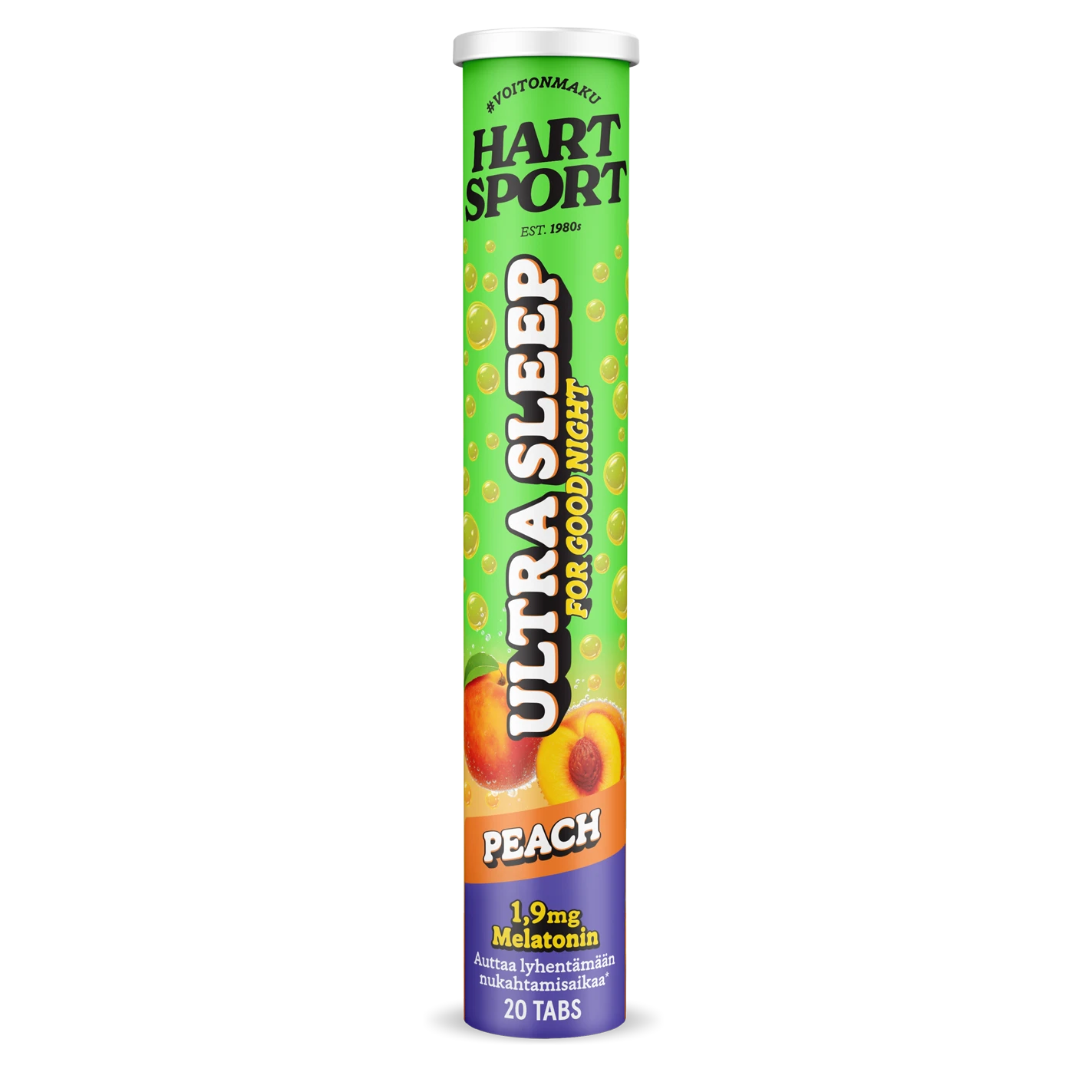 Hart-Sport Ultra Sleep Peach -melatoniiniporetabletti, persikan maku, 20 tablettia