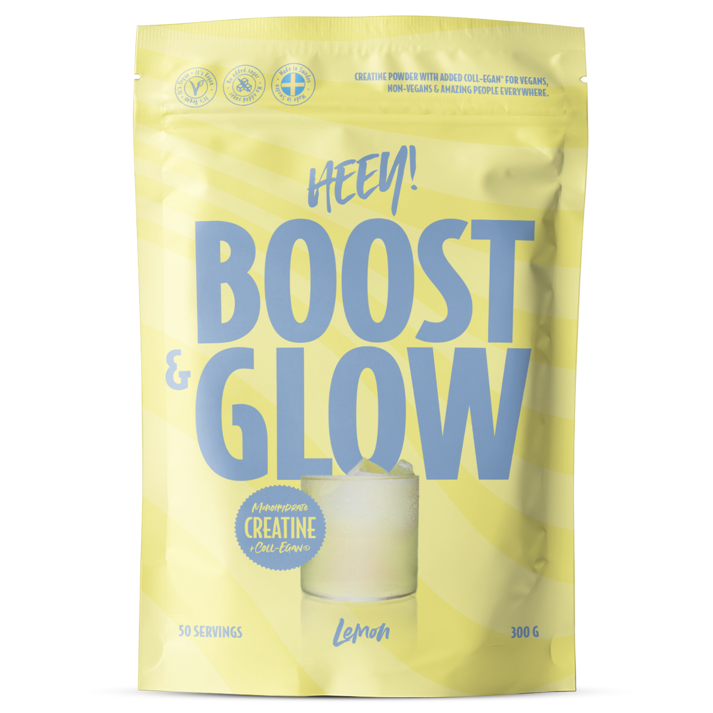Heey! Boost & Glow Creatine + Coll-egan®, Lemon-Heey!-Hyvinvoinnin Tavaratalo