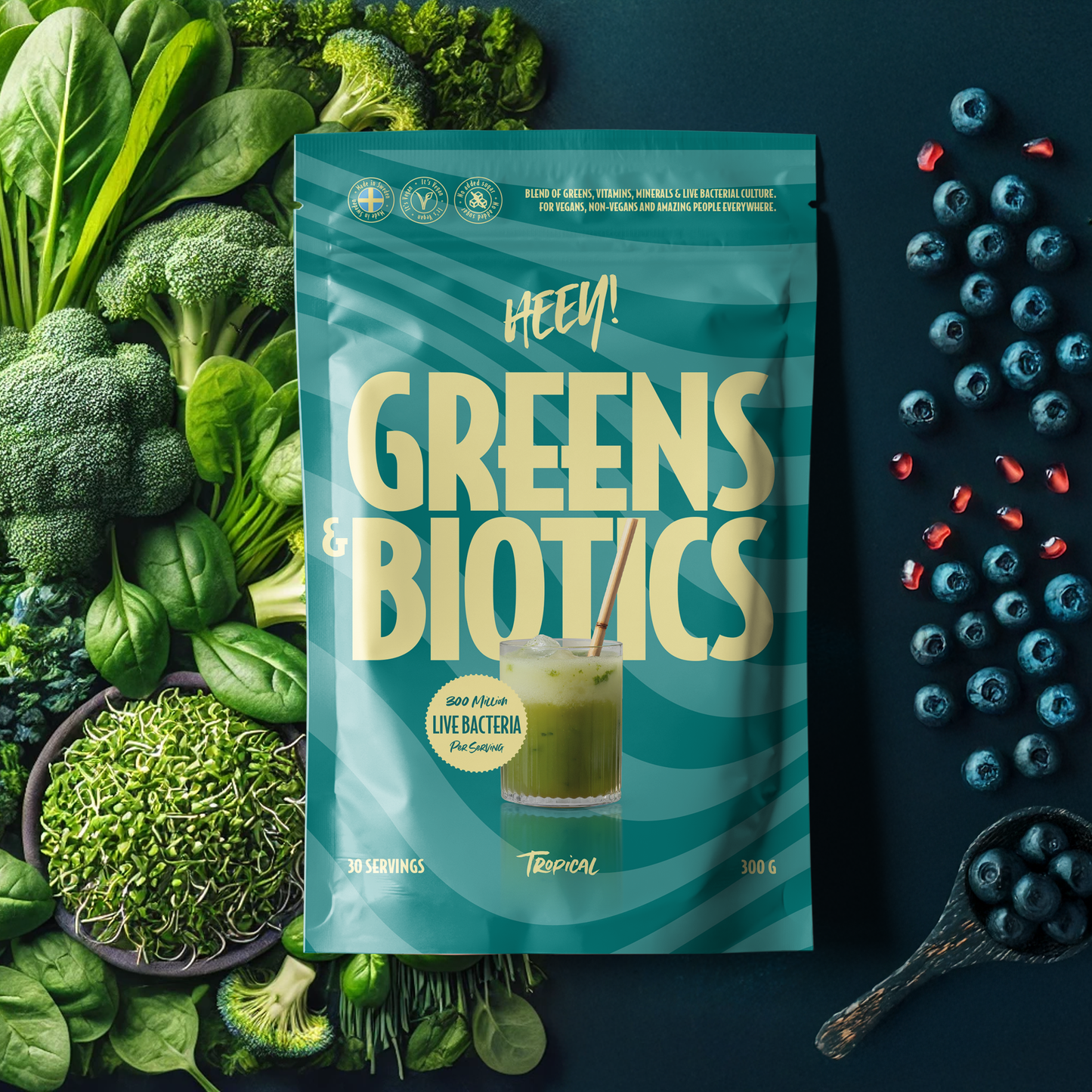 Heey! Greens & Biotics Superfood Mixed Berries