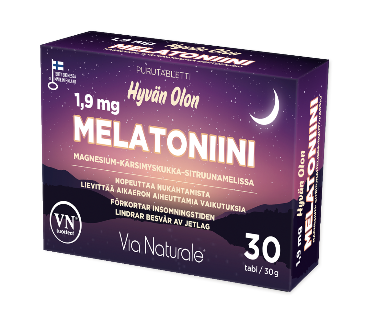 Hyvän Olon Melatoniini 1,9 mg + Magnesium + B6-Via Naturale-Hyvinvoinnin Tavaratalo