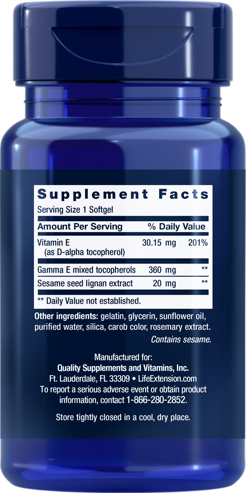 Life Extension Gamma E Mixed Tocopherols with Sesame Lignans-Life Extension-Hyvinvoinnin Tavaratalo