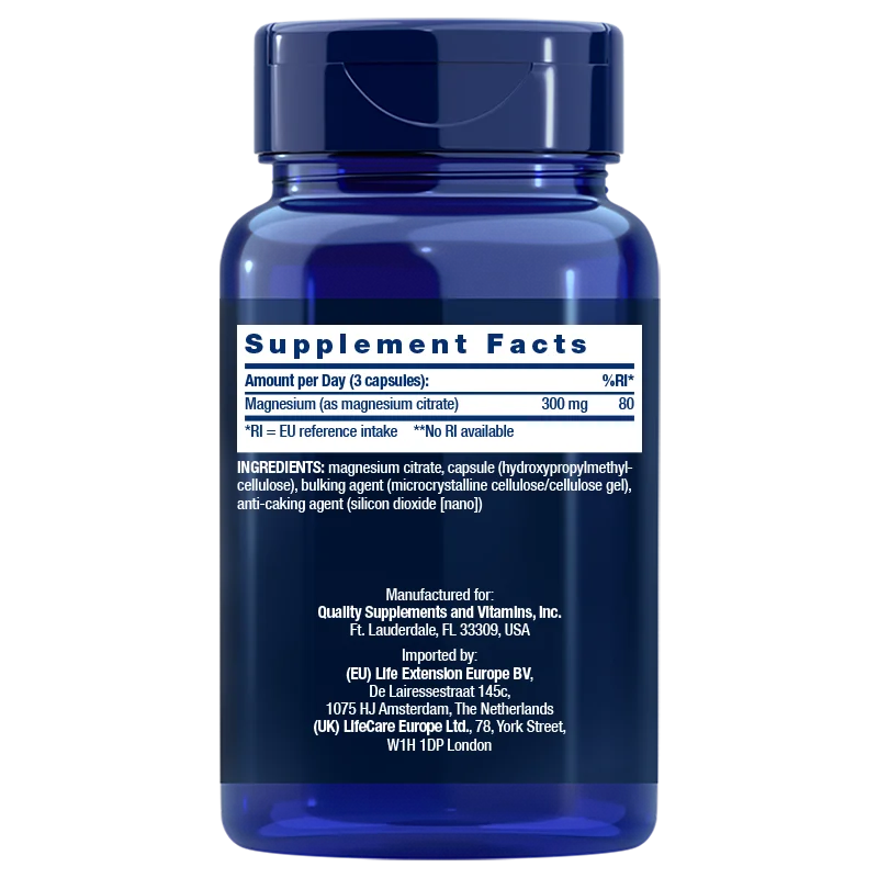 Life Extension Magnesium Citrate 100 mg-Life Extension-Hyvinvoinnin Tavaratalo