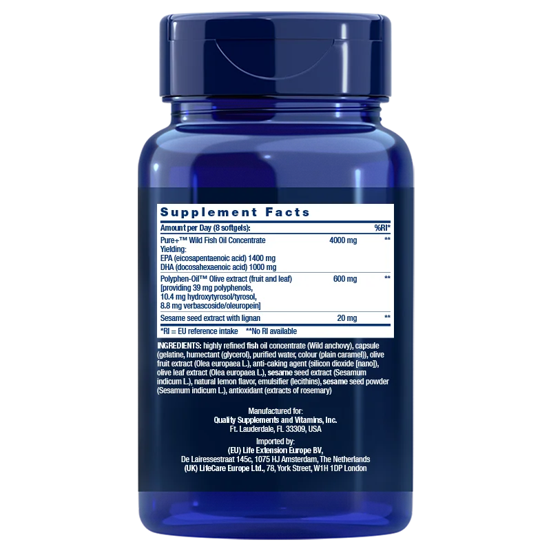 Life Extension Super Omega-3 EPA/DHA Fish Oil, Sesame Lignans & Olive Extract-Life Extension-Hyvinvoinnin Tavaratalo
