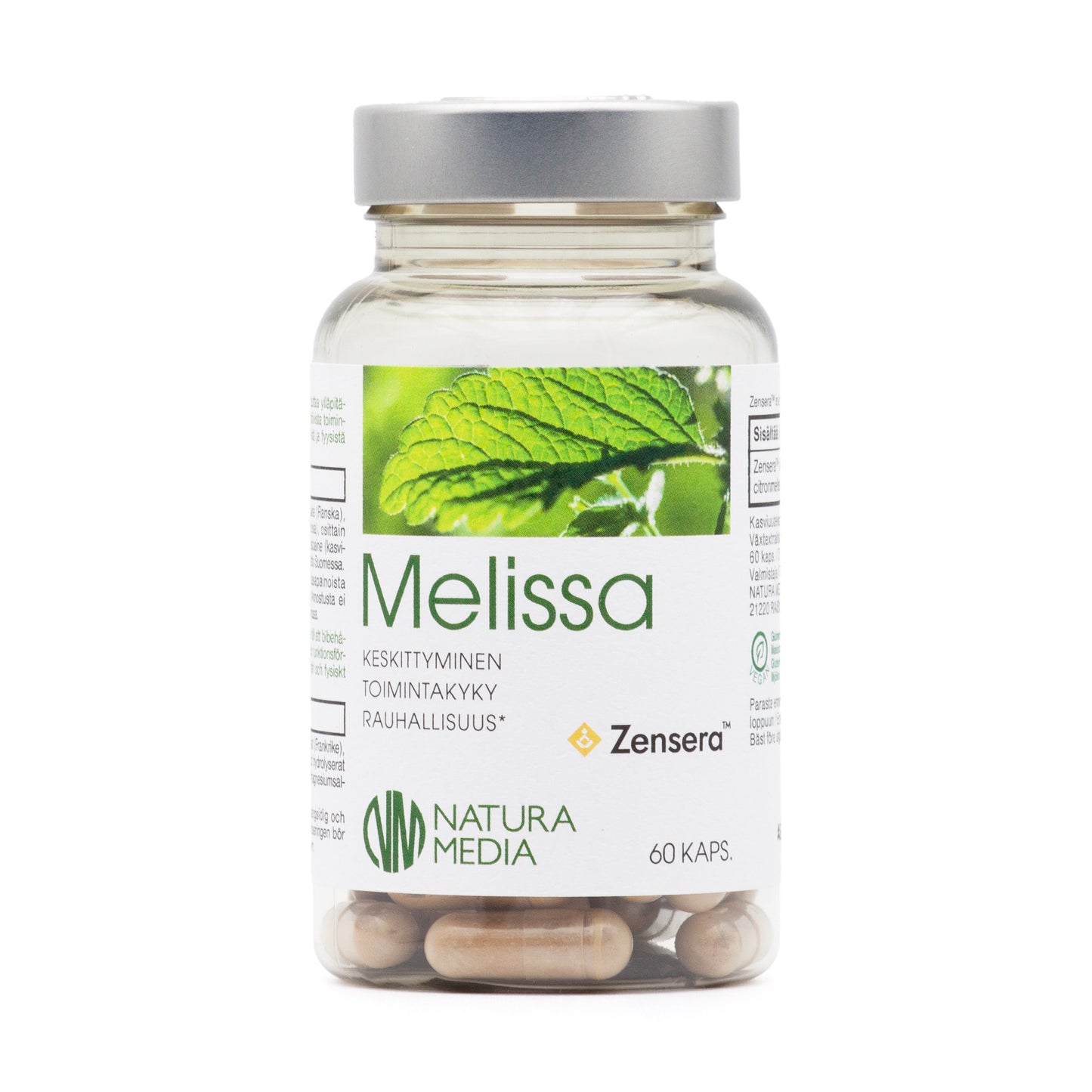 Natura Media Melissa sitruunamelissauute Zensera, keskittyminen ja rauhallisuus, 60 kapselia, vegaaninen