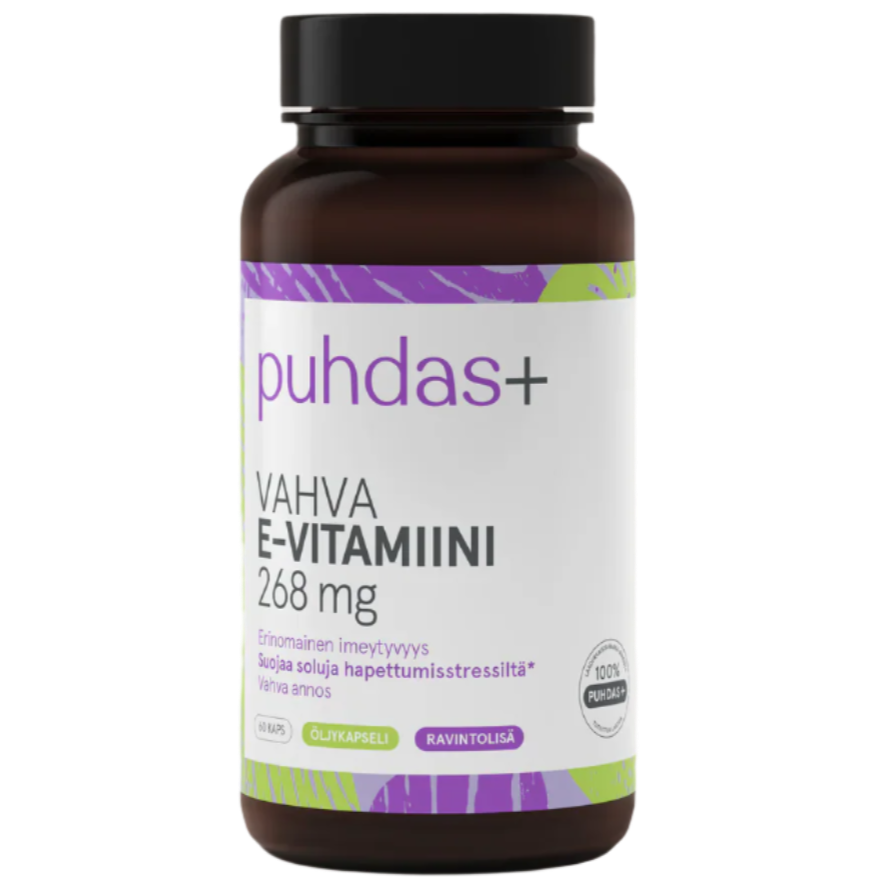 Puhdas+ E-vitamiini 268 mg-Puhdas+-Hyvinvoinnin Tavaratalo