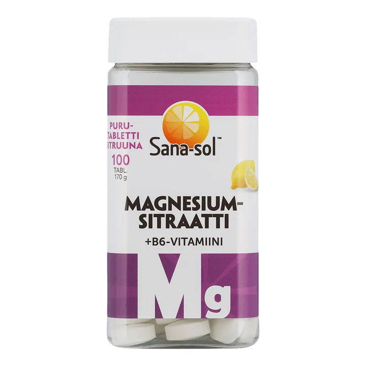 Sana-sol Magnesiumsitraatti + B6-vitamiini purutabletti