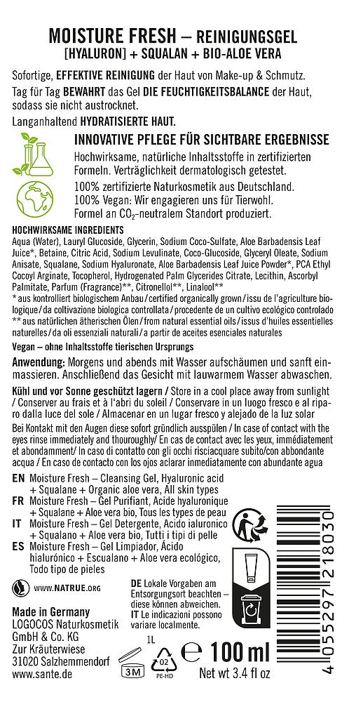 Sante Moisture Fresh Puhdistusgeeli-Sante-Hyvinvoinnin Tavaratalo