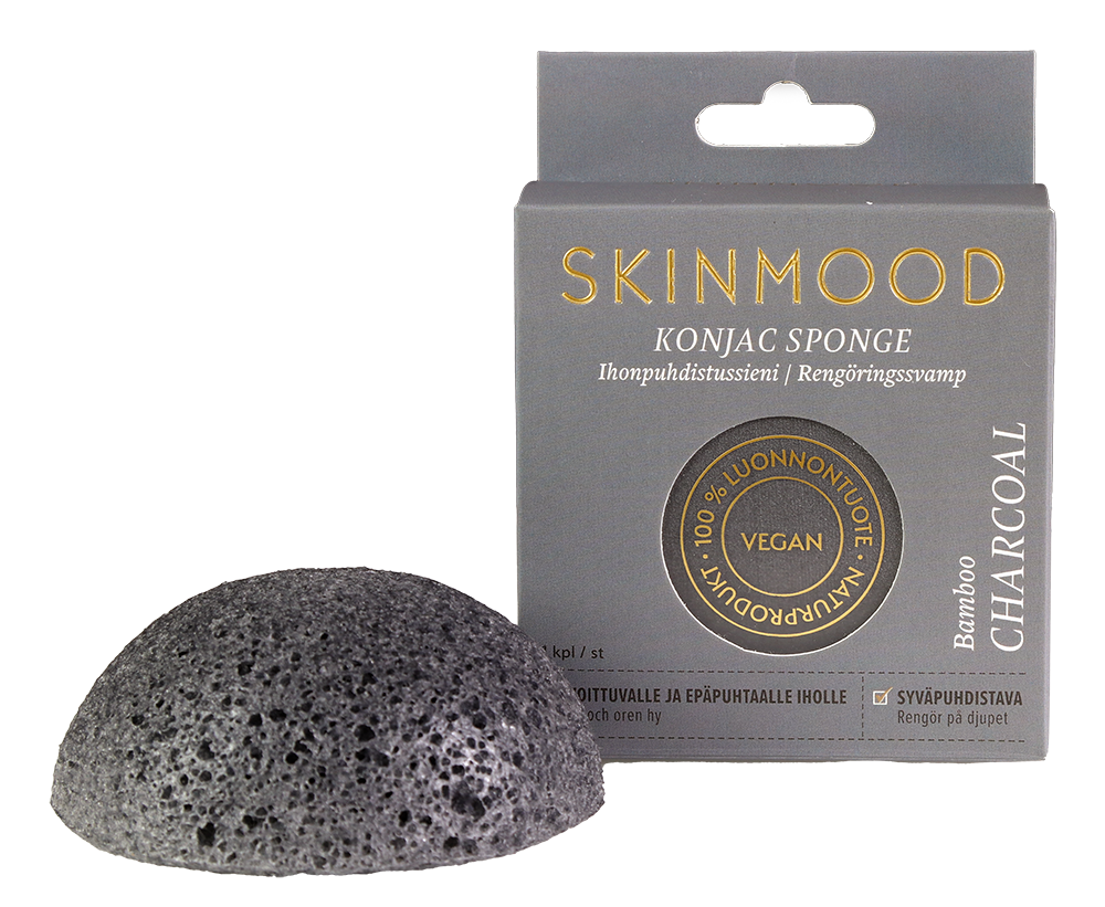 SkinMood Magical Konjac Sponge Bamboo Charcoal-SkinMood-Hyvinvoinnin Tavaratalo