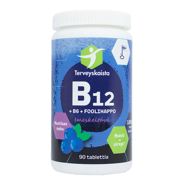 Terveyskaista Pitkävaikutteinen B12+B6+Foolihappo Mustikka-Terveyskaista-Hyvinvoinnin Tavaratalo