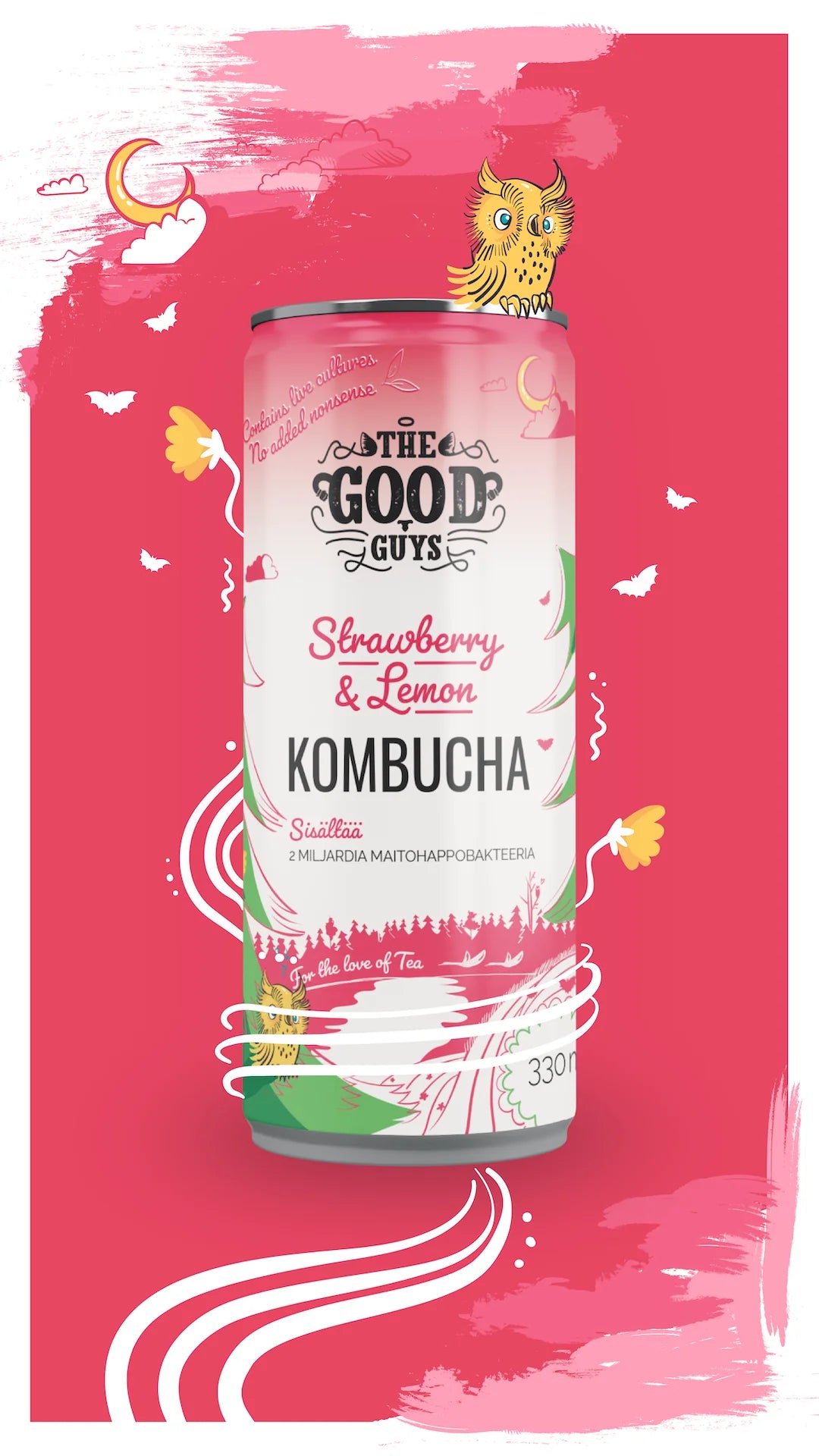 The Good Guys Luomu Kombucha Strawberry & Lemon-The Good Guys-Hyvinvoinnin Tavaratalo