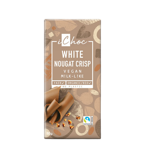 iChoc Luomu Nougat Crisp Valkosuklaa-iChoc-Hyvinvoinnin Tavaratalo