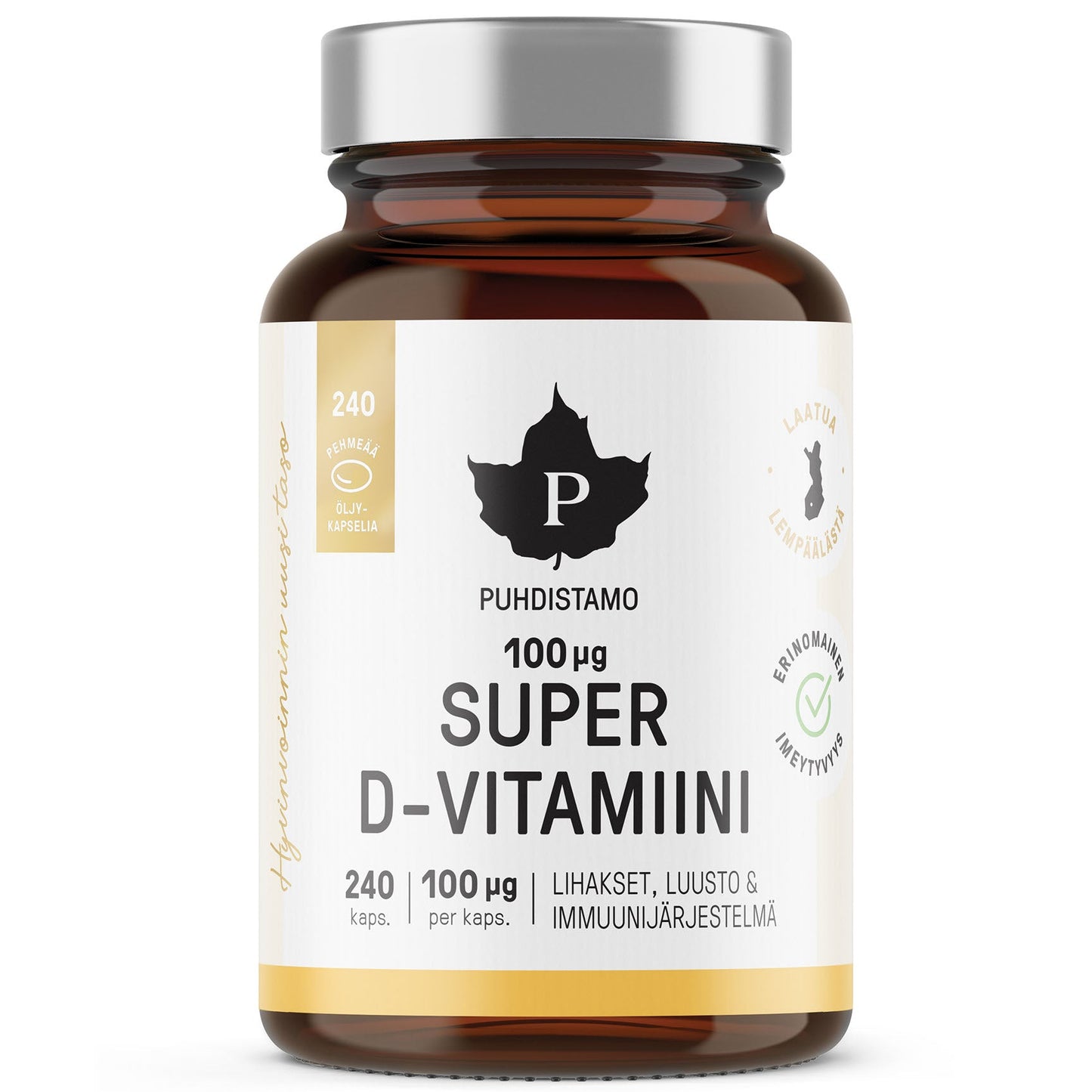 Puhdistamo Super D-vitamiini 100 mikrog-Puhdistamo-Hyvinvoinnin Tavaratalo