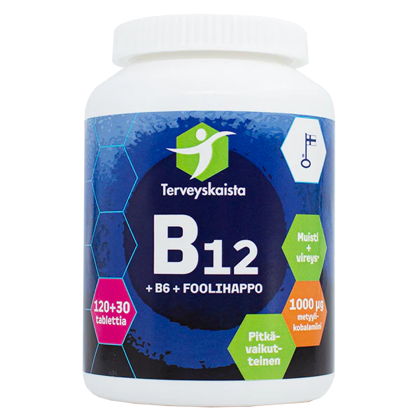 Terveyskaista Pitkävaikutteinen B12+B6+Foolihappo-Terveyskaista-Hyvinvoinnin Tavaratalo