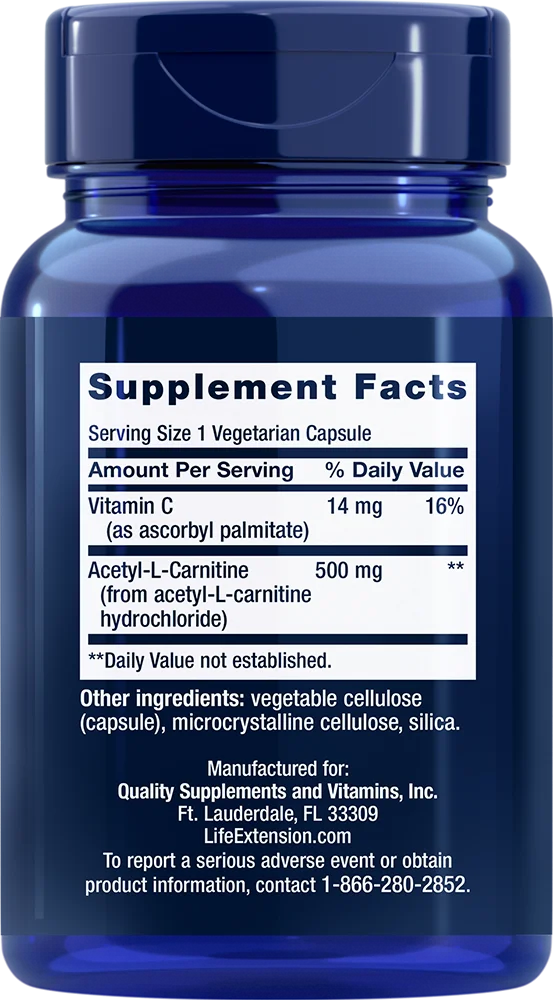 Life Extension Acetyl-L-Carnitine-Life Extension-Hyvinvoinnin Tavaratalo