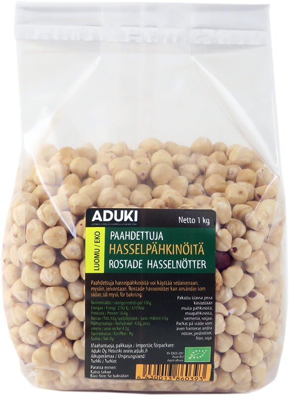 Aduki Luomu Paahdettu Hasselpähkinä
