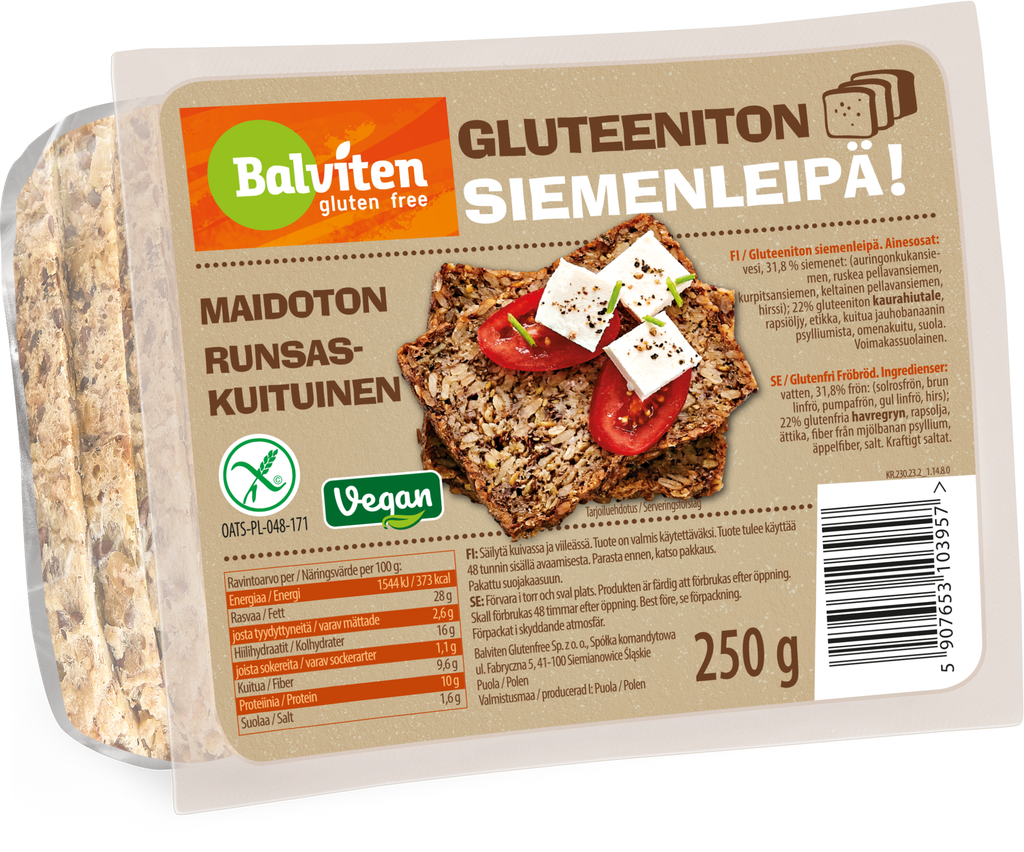Balviten Gluteeniton Siemenleipä-Balviten-Hyvinvoinnin Tavaratalo