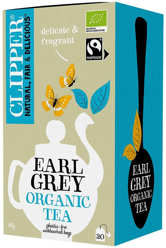 Clipper Luomu Earl Grey 20 pussia – Reilun kaupan luomu musta tee bergamottiaromilla