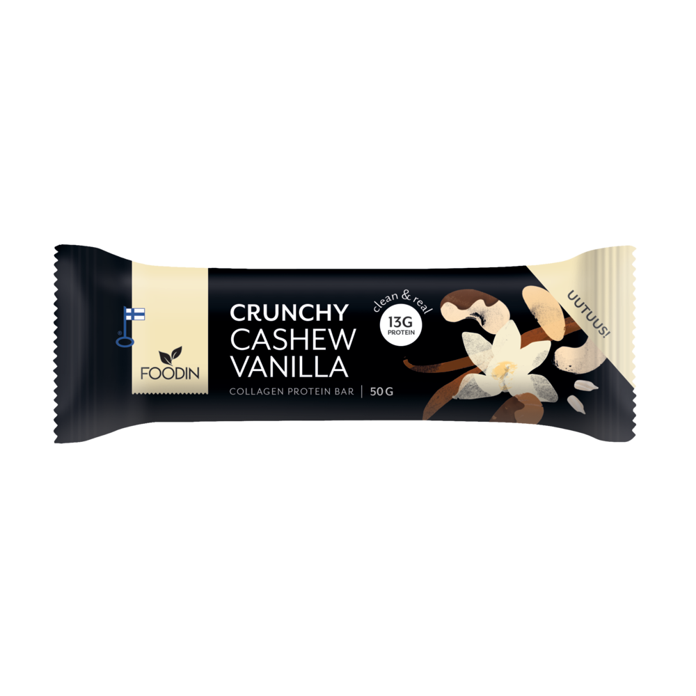 Foodin Collagen Protein Bar Crunchy Cashew-Vanilla-Foodin-Hyvinvoinnin Tavaratalo