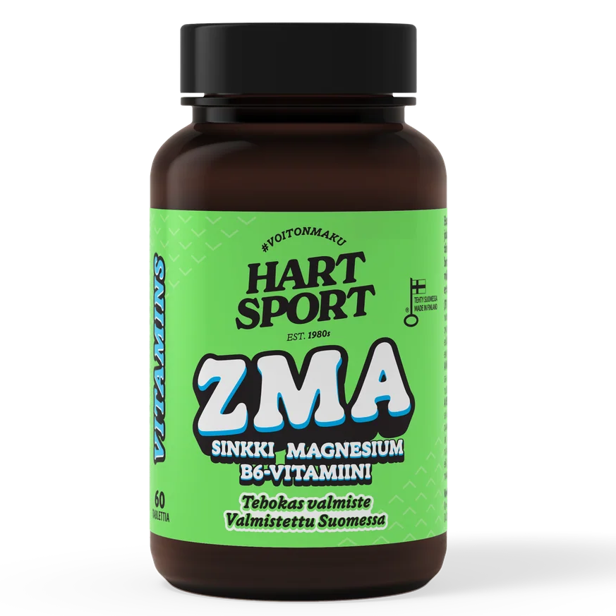 Hart-Sport ZMA -ravintolisä – sinkki, magnesium ja B6-vitamiini, 60 tablettia, valmistettu Suomessa