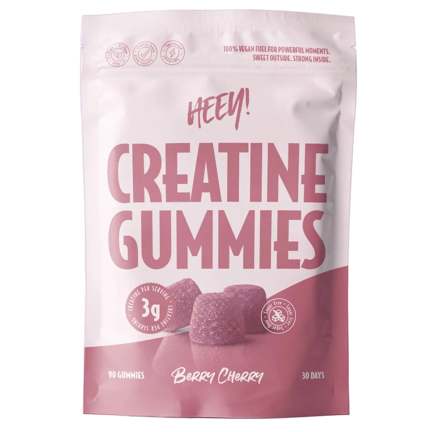 Heey! Creatine Gummies Berry Cherry &ndash; sokeriton kreatiininalle, 90 kpl, marja-kirsikka
