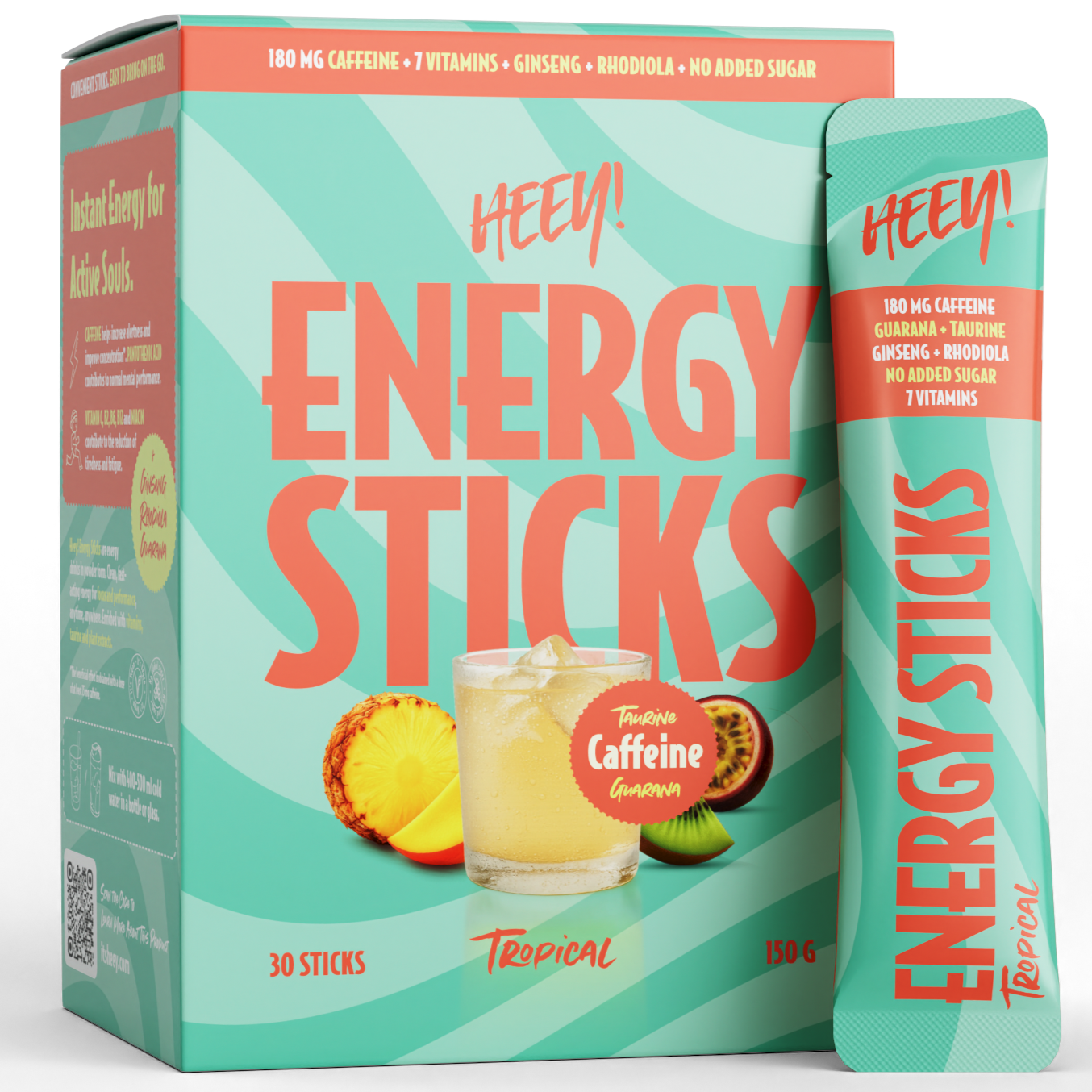 Heey! Energy Sticks Caffeine + Guarana Tropical-Heey!-Hyvinvoinnin Tavaratalo