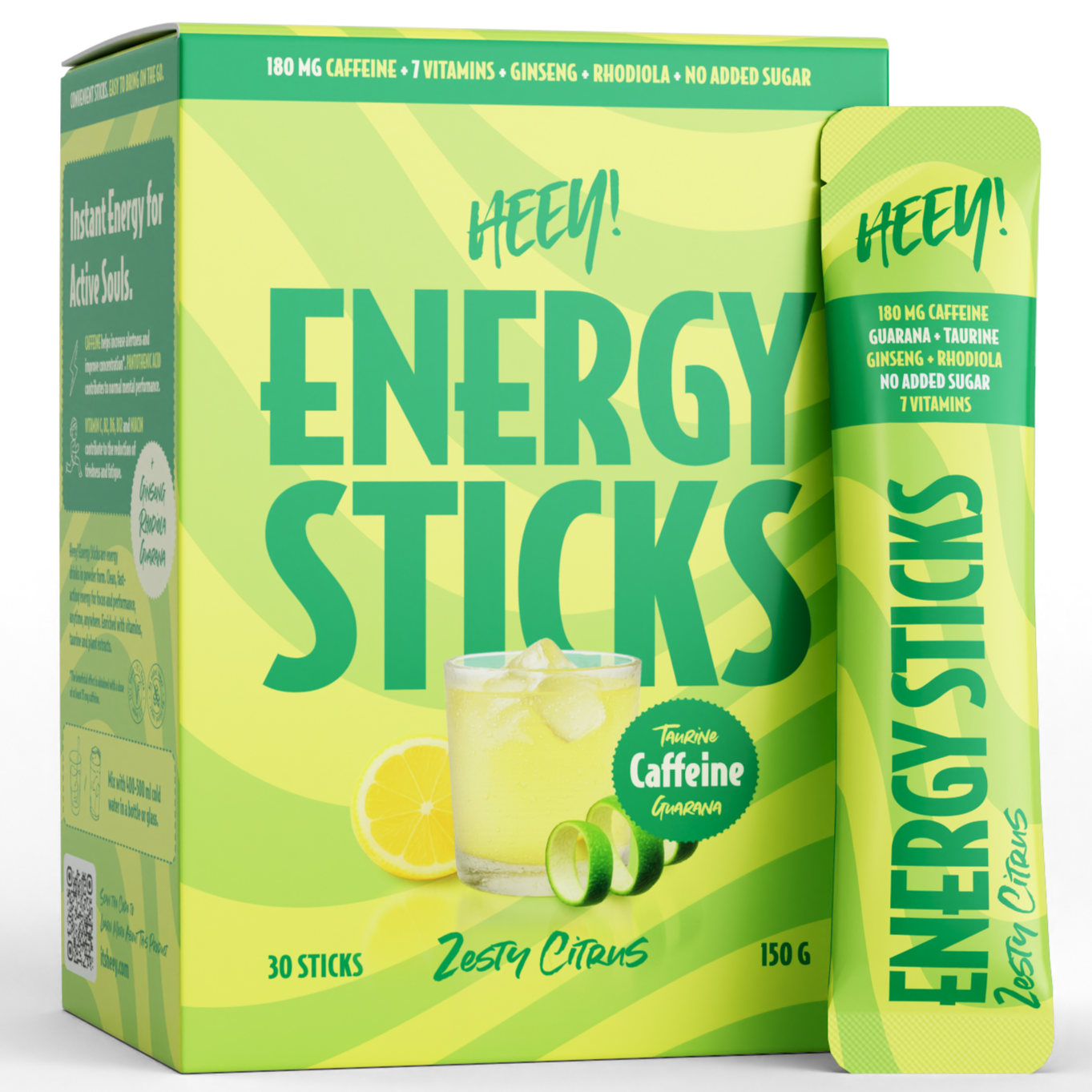 Heey! Energy Sticks Caffeine + Guarana Zesty Citrus-Heey!-Hyvinvoinnin Tavaratalo