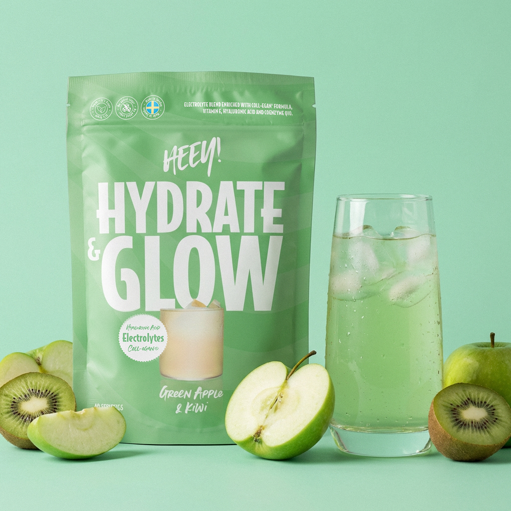 Heey! Hydrate & Glow Electrolytes + Coll-egan® Green Apple & Kiwi