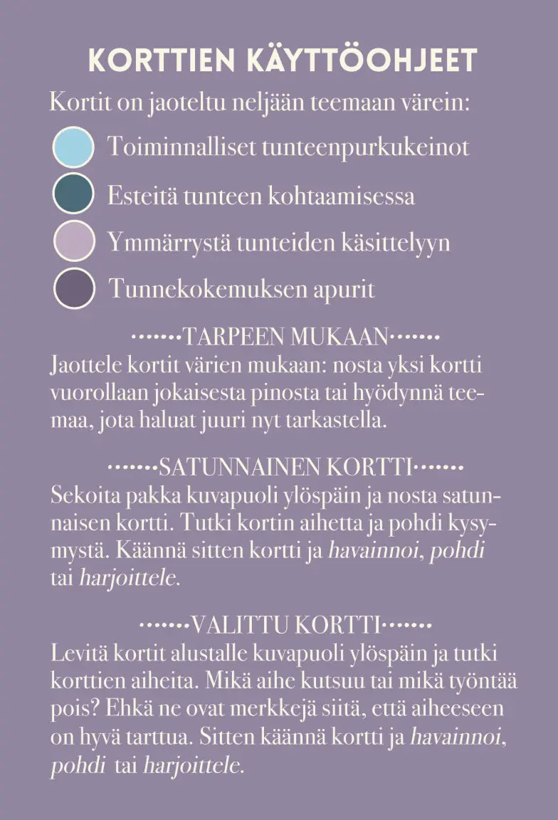 Hidasta Elämää Emotionaalisen palautumisen kortit