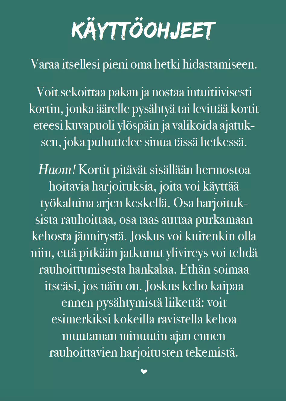 Hidasta Elämää Hitaammassa Tahdissa Rauhoittumiskortit-Hidasta Elämää-Hyvinvoinnin Tavaratalo
