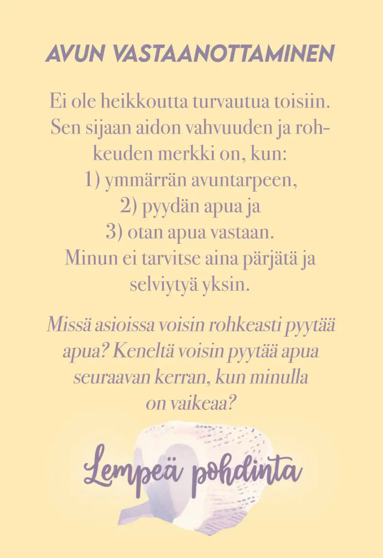 Hidasta Elämää Lempeästi itseni puolella -kortit