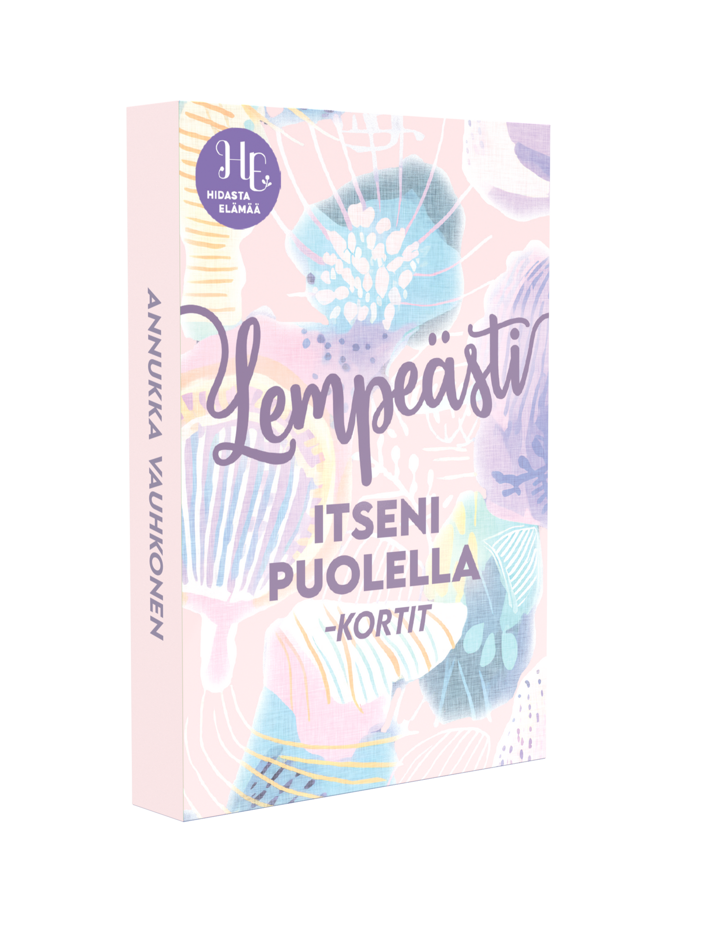  Lempeästi itseni puolella -kortit – Annukka Vauhkosen 45 kortin itsemyötätuntopakka, pastellikuvitus