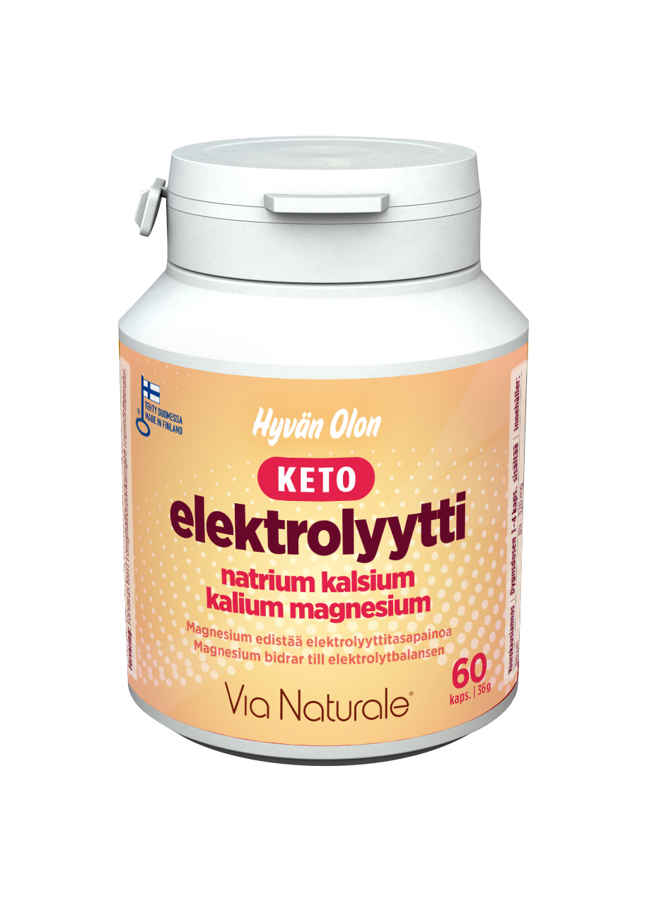 Hyvän Olon KETO Elektrolyytti – Via Naturalen ravintolisä, 60 kapselia, valmistettu Suomessa