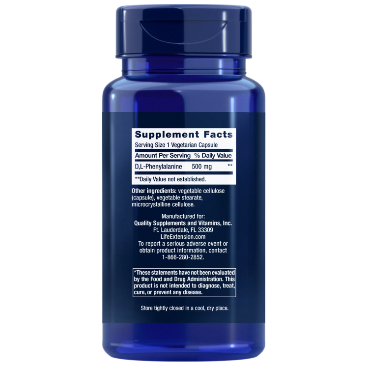 Life Extension D, L-Phenylalanine Capsules-Life Extension-Hyvinvoinnin Tavaratalo