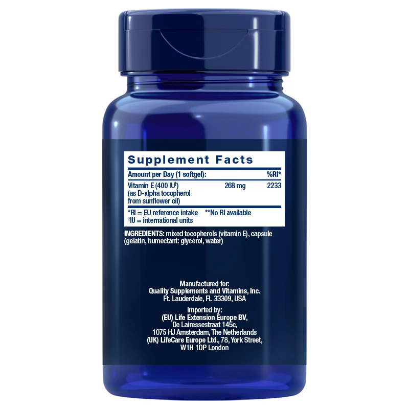 Life Extension Super Vitamin E 268 mg-Life Extension-Hyvinvoinnin Tavaratalo