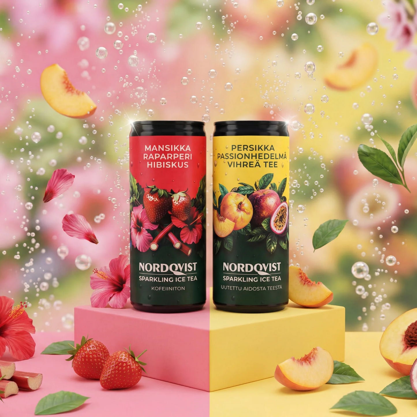 Nordqvist Sparkling Ice Tea Mansikka-Raparperi-Hibiskus