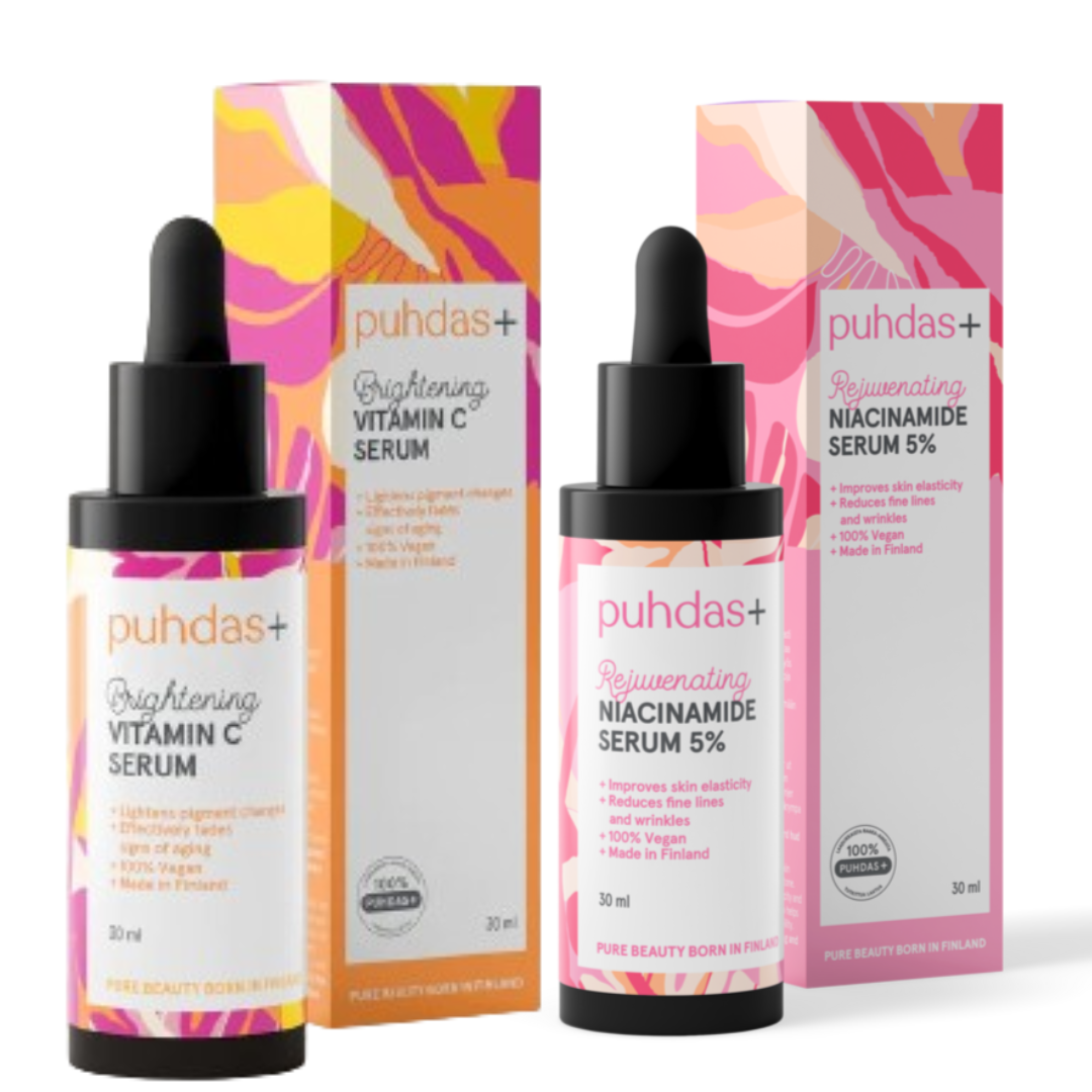 Puhdas Lahjapakkaus Niacinamide Serum & Vitamin C Serum