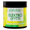 Puhdas+ Elektrolyytti-jauhepurkki, sitruunan makuinen, musta kansi vaalealla taustalla