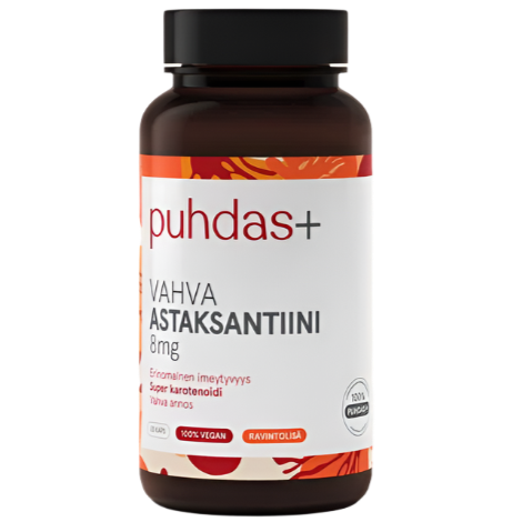 Puhdas+ Vahva Astaksantiini 8 mg-Puhdas+-Hyvinvoinnin Tavaratalo