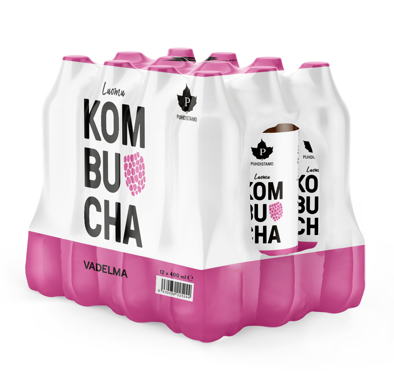 Puhdistamo Luomu Kombucha Vadelma 12-pack-Puhdistamo-Hyvinvoinnin Tavaratalo