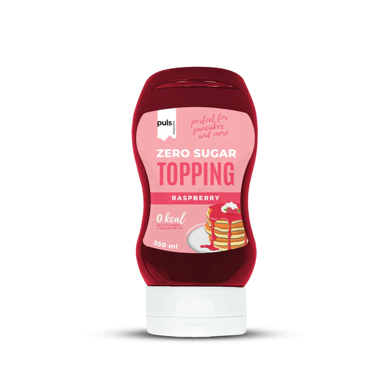 Puls Zero Sugar Topping Raspberry on sokeriton ja rasvaton vadelmakastike, 350 ml