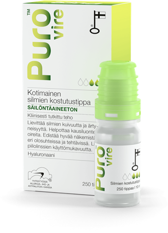 Puro Vire säilöntäaineeton silmien kostutustippa, hyaluronaani, 10 ml / 250 tippaa