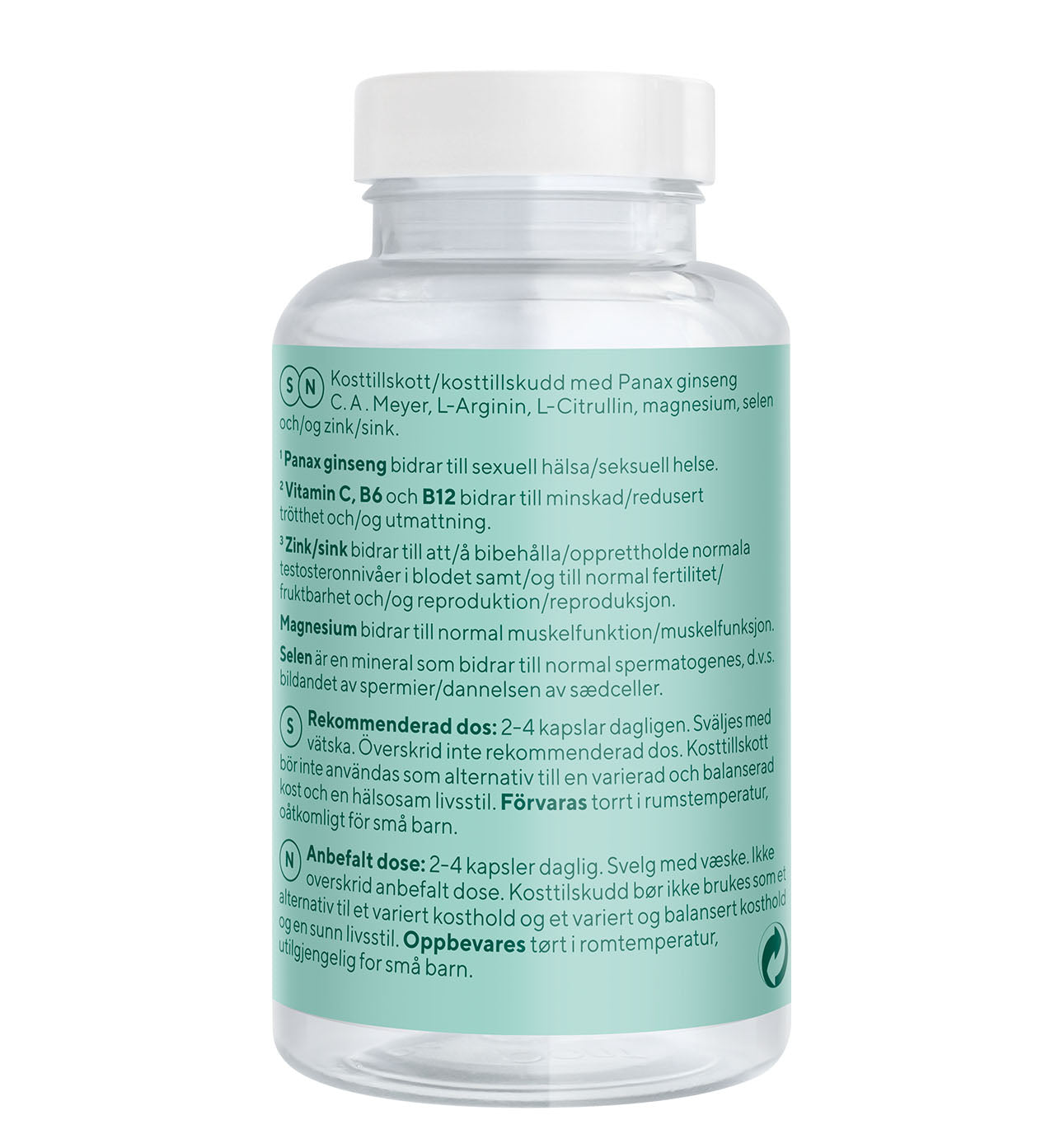 RFSU Lust & Energy Man ainesosat ja annostus – sinkki, seleeni, magnesium, C-, B6- ja B12-vitamiini